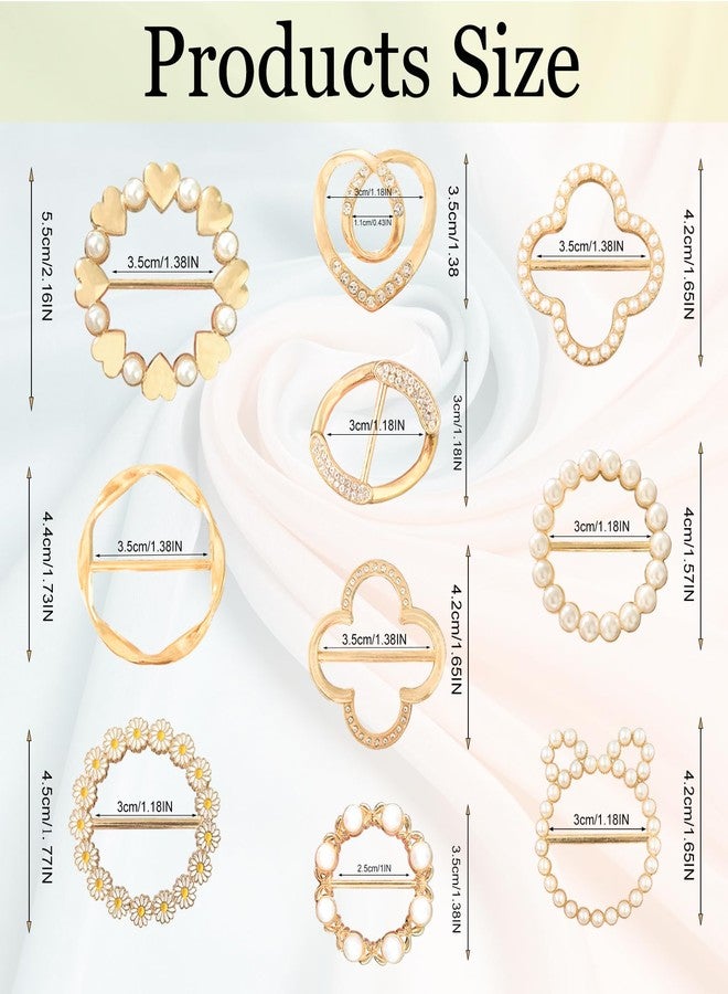 LAIFOOSHEN Scarf Ring T-Shirt Ties for Women Clothing, Gold Metal Round Circle Shirt Clip Decorative Buckles for Clothes. - Image 2